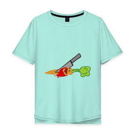 Мужская футболка хлопок Oversize с принтом Морковь в Петрозаводске, 100% хлопок | свободный крой, круглый ворот, “спинка” длиннее передней части | веган | кровь | морковь | нож