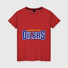 Женская футболка хлопок с принтом HC Edmonton Oilers Sign в Петрозаводске, 100% хлопок | прямой крой, круглый вырез горловины, длина до линии бедер, слегка спущенное плечо | club | edmonton | hc | hockey | oilers | хоккей