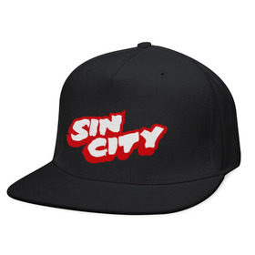 Кепка снепбек с прямым козырьком с принтом Sin City в Петрозаводске, хлопок 100% |  | city | sin | sin city | город грехов | грех