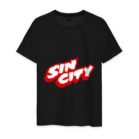Мужская футболка хлопок с принтом Sin City в Петрозаводске, 100% хлопок | прямой крой, круглый вырез горловины, длина до линии бедер, слегка спущенное плечо. | city | sin | sin city | город грехов | грех
