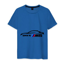 Мужская футболка хлопок с принтом BMW M5 в Петрозаводске, 100% хлопок | прямой крой, круглый вырез горловины, длина до линии бедер, слегка спущенное плечо. | bmw | m5 | автомобиль | бмв | м5