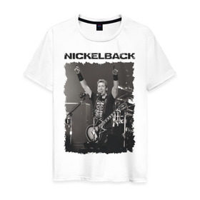 Мужская футболка хлопок с принтом Nickelback в Петрозаводске, 100% хлопок | прямой крой, круглый вырез горловины, длина до линии бедер, слегка спущенное плечо. | nickelback | альтернативный | рок | хард
