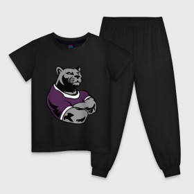 Детская пижама хлопок с принтом Сильная пантера в Петрозаводске, 100% хлопок |  брюки и футболка прямого кроя, без карманов, на брюках мягкая резинка на поясе и по низу штанин
 | Тематика изображения на принте: качок | мощь | пантера | сила