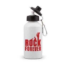 Бутылка спортивная с принтом Rock Forever (Рок Навсегда) в Петрозаводске, металл | емкость — 500 мл, в комплекте две пластиковые крышки и карабин для крепления | гитара