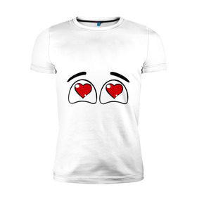 Мужская футболка премиум с принтом Влюбленные глаза в Петрозаводске, 92% хлопок, 8% лайкра | приталенный силуэт, круглый вырез ворота, длина до линии бедра, короткий рукав | влюбленность | глаза | любовь | сердце