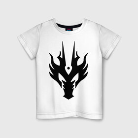 Детская футболка хлопок с принтом Маска дракона в Петрозаводске, 100% хлопок | круглый вырез горловины, полуприлегающий силуэт, длина до линии бедер | голова | дракон | маска | схематичный | тату