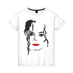 Женская футболка хлопок с принтом Michael Jackson в Петрозаводске, 100% хлопок | прямой крой, круглый вырез горловины, длина до линии бедер, слегка спущенное плечо | 