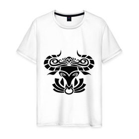 Мужская футболка хлопок с принтом Символ быка в Петрозаводске, 100% хлопок | прямой крой, круглый вырез горловины, длина до линии бедер, слегка спущенное плечо. | буйвол | бык | символ | тату