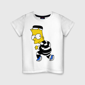 Детская футболка хлопок с принтом Барт Симпсон в Петрозаводске, 100% хлопок | круглый вырез горловины, полуприлегающий силуэт, длина до линии бедер | Тематика изображения на принте: барт | заключенный | симпсон
