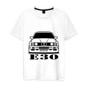 Мужская футболка хлопок с принтом e30 в Петрозаводске, 100% хлопок | прямой крой, круглый вырез горловины, длина до линии бедер, слегка спущенное плечо. | bmw | e30 | автомобиль | бмв | е30 | машина