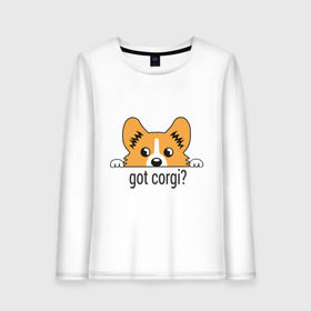 Женский лонгслив хлопок с принтом Got Corgi в Петрозаводске, 100% хлопок |  | Тематика изображения на принте: got corgi | корги | пес | собака