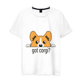 Мужская футболка хлопок с принтом Got Corgi в Петрозаводске, 100% хлопок | прямой крой, круглый вырез горловины, длина до линии бедер, слегка спущенное плечо. | got corgi | корги | пес | собака