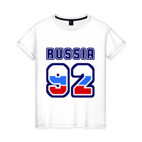 Женская футболка хлопок с принтом Russia - 92 (Севастополь) в Петрозаводске, 100% хлопок | прямой крой, круглый вырез горловины, длина до линии бедер, слегка спущенное плечо | 
