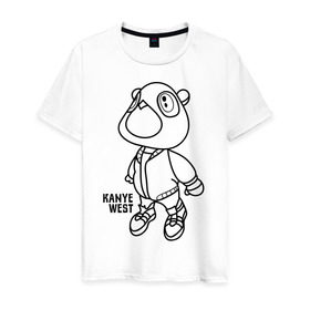 Мужская футболка хлопок с принтом kanye west в Петрозаводске, 100% хлопок | прямой крой, круглый вырез горловины, длина до линии бедер, слегка спущенное плечо. | Тематика изображения на принте: kanye west | rap | кани вест | медведь | музыка | рэп