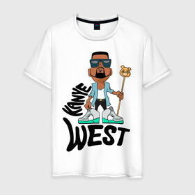 Мужская футболка хлопок с принтом kanye west в Петрозаводске, 100% хлопок | прямой крой, круглый вырез горловины, длина до линии бедер, слегка спущенное плечо. | kanye west | rap | кани вест | музыка | рэп