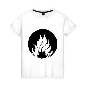 Женская футболка хлопок с принтом Дивергент - Бесстрашие в Петрозаводске, 100% хлопок | прямой крой, круглый вырез горловины, длина до линии бедер, слегка спущенное плечо | бесстрашие | дивергент | огонь | символ