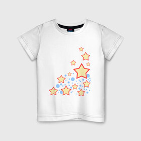 Детская футболка хлопок с принтом Звезды и круги в Петрозаводске, 100% хлопок | круглый вырез горловины, полуприлегающий силуэт, длина до линии бедер | Тематика изображения на принте: звезды | рисунок | узор