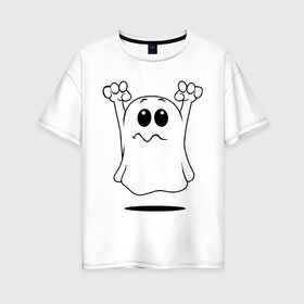 Женская футболка хлопок Oversize с принтом Привидение в Петрозаводске, 100% хлопок | свободный крой, круглый ворот, спущенный рукав, длина до линии бедер
 | ghost | привидение | призрак