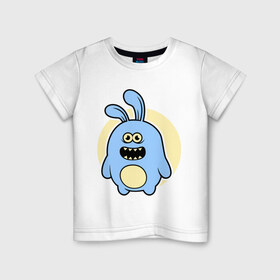 Детская футболка хлопок с принтом Толстый заяц в Петрозаводске, 100% хлопок | круглый вырез горловины, полуприлегающий силуэт, длина до линии бедер | заяц | кролик | милй | странный | толстый