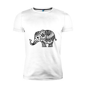 Мужская футболка премиум с принтом Слоник узор в Петрозаводске, 92% хлопок, 8% лайкра | приталенный силуэт, круглый вырез ворота, длина до линии бедра, короткий рукав | слон