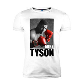 Мужская футболка премиум с принтом Mike Tyson в Петрозаводске, 92% хлопок, 8% лайкра | приталенный силуэт, круглый вырез ворота, длина до линии бедра, короткий рукав | Тематика изображения на принте: майк тайсон