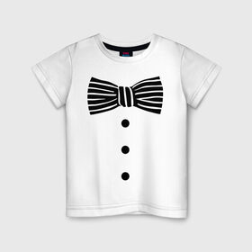 Детская футболка хлопок с принтом Галстук бабочка в полоску 2 в Петрозаводске, 100% хлопок | круглый вырез горловины, полуприлегающий силуэт, длина до линии бедер | бабочка