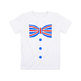 Детская футболка хлопок с принтом Галстук бабочка британский флаг 2 в Петрозаводске, 100% хлопок | круглый вырез горловины, полуприлегающий силуэт, длина до линии бедер | бабочка