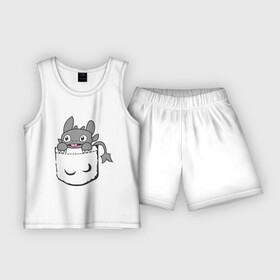 Детская пижама с шортами хлопок с принтом Маленькая Фурия в кармашке в Петрозаводске,  |  | беззубик | как приручить дракона | ночная фурия | фурия