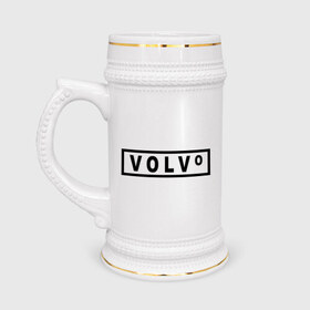 Кружка пивная с принтом Volvo в Петрозаводске,  керамика (Материал выдерживает высокую температуру, стоит избегать резкого перепада температур) |  объем 630 мл | Тематика изображения на принте: valve | volvo | логотип
