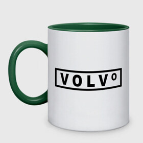 Кружка двухцветная с принтом Volvo в Петрозаводске, керамика | объем — 330 мл, диаметр — 80 мм. Цветная ручка и кайма сверху, в некоторых цветах — вся внутренняя часть | Тематика изображения на принте: valve | volvo | логотип