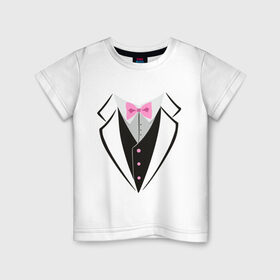 Детская футболка хлопок с принтом Смокинг в Петрозаводске, 100% хлопок | круглый вырез горловины, полуприлегающий силуэт, длина до линии бедер | смокинг