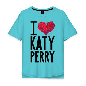 Мужская футболка хлопок Oversize с принтом I love Katy Perry в Петрозаводске, 100% хлопок | свободный крой, круглый ворот, “спинка” длиннее передней части | Тематика изображения на принте: katy perry | pop | знаменитости | корона | кэти перри | музыка | певица