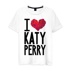 Мужская футболка хлопок с принтом I love Katy Perry в Петрозаводске, 100% хлопок | прямой крой, круглый вырез горловины, длина до линии бедер, слегка спущенное плечо. | katy perry | pop | знаменитости | корона | кэти перри | музыка | певица