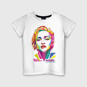Детская футболка хлопок с принтом Мадонна в Петрозаводске, 100% хлопок | круглый вырез горловины, полуприлегающий силуэт, длина до линии бедер | Тематика изображения на принте: madonna | wpap | знаменитости | мадонна