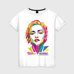 Женская футболка хлопок с принтом Мадонна в Петрозаводске, 100% хлопок | прямой крой, круглый вырез горловины, длина до линии бедер, слегка спущенное плечо | madonna | wpap | знаменитости | мадонна