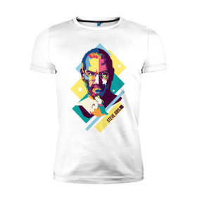 Мужская футболка премиум с принтом Steve Jobs в Петрозаводске, 92% хлопок, 8% лайкра | приталенный силуэт, круглый вырез ворота, длина до линии бедра, короткий рукав | steve jobs | wpap | знаменитости | стив джобс