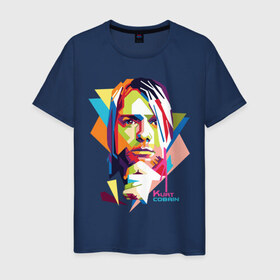 Мужская футболка хлопок с принтом Kurt Cobain в Петрозаводске, 100% хлопок | прямой крой, круглый вырез горловины, длина до линии бедер, слегка спущенное плечо. | kurt cobain | nirvana | pock | wpap | знаменитости | курт кобейн | нирвана | рок