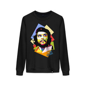 Женский свитшот хлопок с принтом Che Guevara в Петрозаводске, 100% хлопок | прямой крой, круглый вырез, на манжетах и по низу широкая трикотажная резинка  | че гевара
