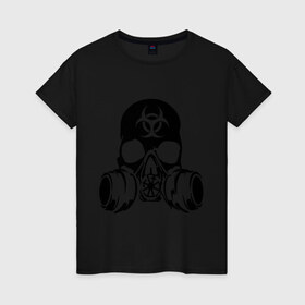 Женская футболка хлопок с принтом Радиоактивность в Петрозаводске, 100% хлопок | прямой крой, круглый вырез горловины, длина до линии бедер, слегка спущенное плечо | биологическая угроза | противогаз | радиация | респиратор | череп