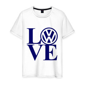 Мужская футболка хлопок с принтом Volkswagen love в Петрозаводске, 100% хлопок | прямой крой, круглый вырез горловины, длина до линии бедер, слегка спущенное плечо. | Тематика изображения на принте: love | volkswagen | любовь | фольксваген