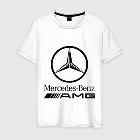 Мужская футболка хлопок с принтом AMG в Петрозаводске, 100% хлопок | прямой крой, круглый вырез горловины, длина до линии бедер, слегка спущенное плечо. | amg | benz | logo | mercedes | авто | амг | лого | мерс | мерседес бенс