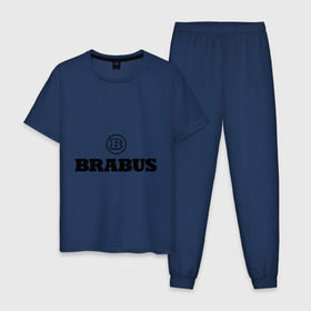 Мужская пижама хлопок с принтом Brabus в Петрозаводске, 100% хлопок | брюки и футболка прямого кроя, без карманов, на брюках мягкая резинка на поясе и по низу штанин
 | benz | brabus | logo | mercedes | авто | брабус | лого | мерс | мерседес бенс