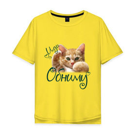 Мужская футболка хлопок Oversize с принтом Иди обниму в Петрозаводске, 100% хлопок | свободный крой, круглый ворот, “спинка” длиннее передней части | cat | иди обниму | киса | котёнок | котик | кошка