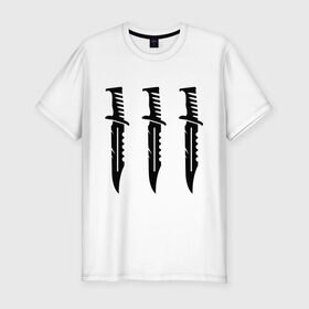 Мужская футболка премиум с принтом Три ножа в Петрозаводске, 92% хлопок, 8% лайкра | приталенный силуэт, круглый вырез ворота, длина до линии бедра, короткий рукав | нож | три ножа