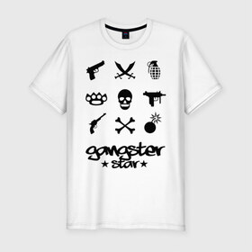 Мужская футболка премиум с принтом Gangster Star в Петрозаводске, 92% хлопок, 8% лайкра | приталенный силуэт, круглый вырез ворота, длина до линии бедра, короткий рукав | Тематика изображения на принте: 
