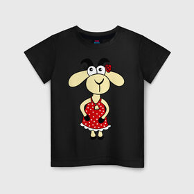 Детская футболка хлопок с принтом Козочка в Петрозаводске, 100% хлопок | круглый вырез горловины, полуприлегающий силуэт, длина до линии бедер | 2015 | баран | барашек | коза | козочка | новый год | овечка | овца | рога | рождество | роза