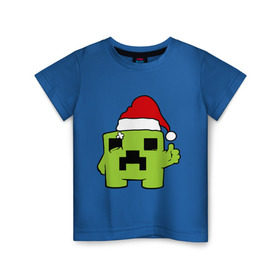 Детская футболка хлопок с принтом Minecraft в Петрозаводске, 100% хлопок | круглый вырез горловины, полуприлегающий силуэт, длина до линии бедер | Тематика изображения на принте: 2015 | minecraft | игры | маинкрафт | новый год | шапка