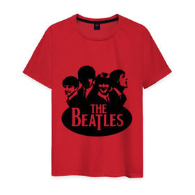 Мужская футболка хлопок с принтом The Beatles 1 в Петрозаводске, 100% хлопок | прямой крой, круглый вырез горловины, длина до линии бедер, слегка спущенное плечо. | beatles | harrison | lennon | mccartmey | starr | битлз