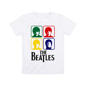 Детская футболка хлопок с принтом The Beatles в Петрозаводске, 100% хлопок | круглый вырез горловины, полуприлегающий силуэт, длина до линии бедер | Тематика изображения на принте: beatles | битлз | битлы