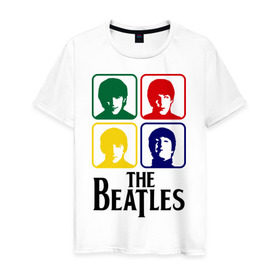 Мужская футболка хлопок с принтом The Beatles в Петрозаводске, 100% хлопок | прямой крой, круглый вырез горловины, длина до линии бедер, слегка спущенное плечо. | beatles | битлз | битлы
